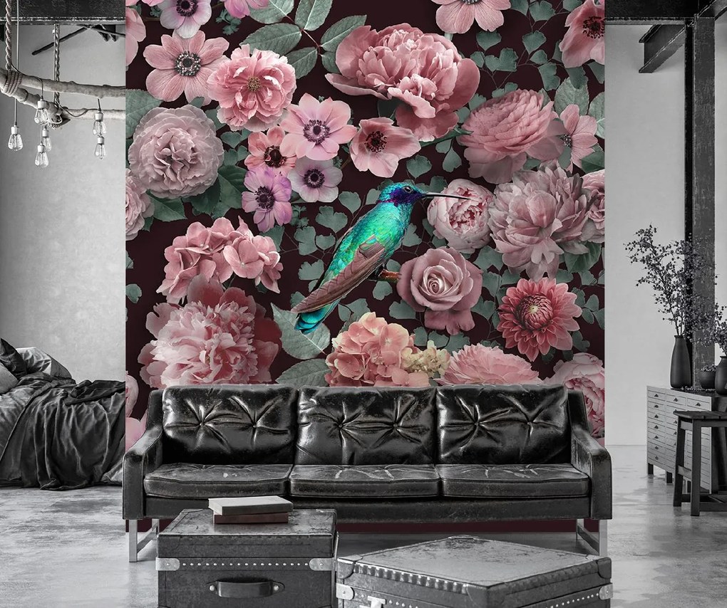 Gario Fototapeta Kvety ruže ružové vtáky príroda - Andrea Haase Materiál: Vliesová, Rozmery: 250 x 250 cm