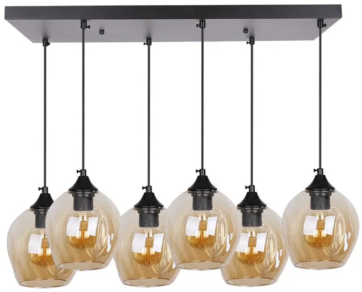 Candellux Čierno-hnedý závesný luster Aspa pre žiarovku 6x E27 36-00620