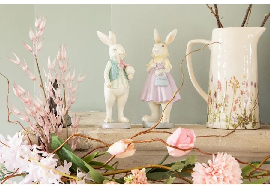 Béžový keramický dekoračný džbán s lúčnymi kvetmi Flowers of Love L - 20*13*25 cm