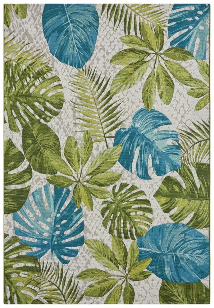 Kusový koberec Flair 105617 Tropical Leaves Turqouise Green – na von aj na doma, 200x285, viacfarebná, chodba / predsieň, Hanse Home