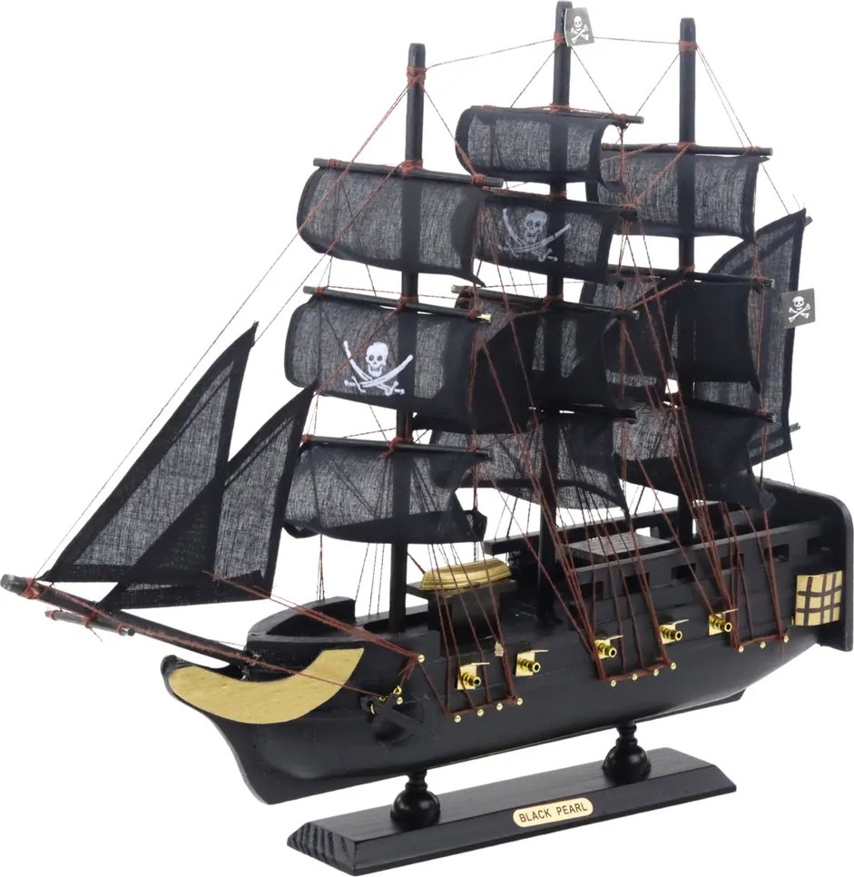 LEAN Toys Zberateľský model dekoratívnej plachetnice Black Pearl 40x35cm