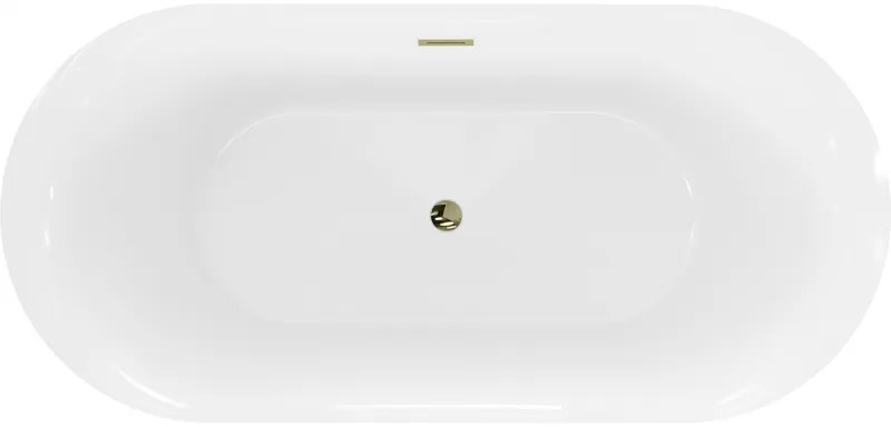 Mexen Roxy, voľne stojaca vaňa 170 x 80 cm, biela, zlatý lesklý prepad, 51201708000-50