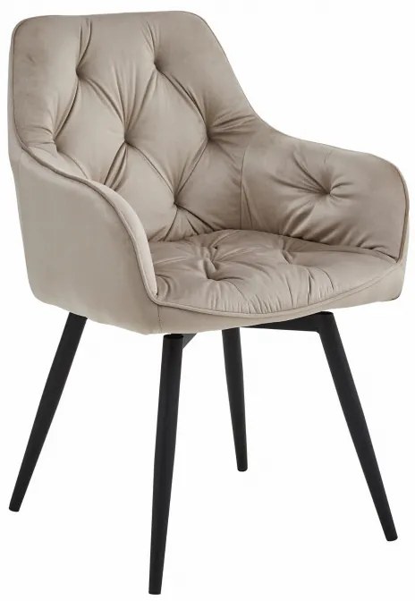 Jedálenská otočná stolička JORK360 zamatová, tmavobéžová (čierne nohy)