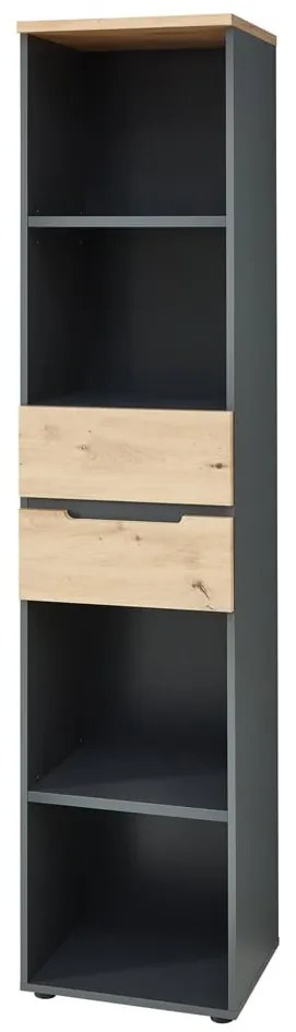 Kancelársky regál Brego 06 45 cm so zásuvkami grafit/dub Artisan