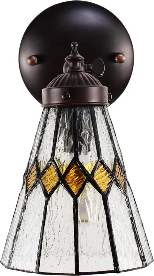 Nástenná Tiffany lampa žlté detaily YelloRhom - 17*12*23 cm E14/max 1*40W