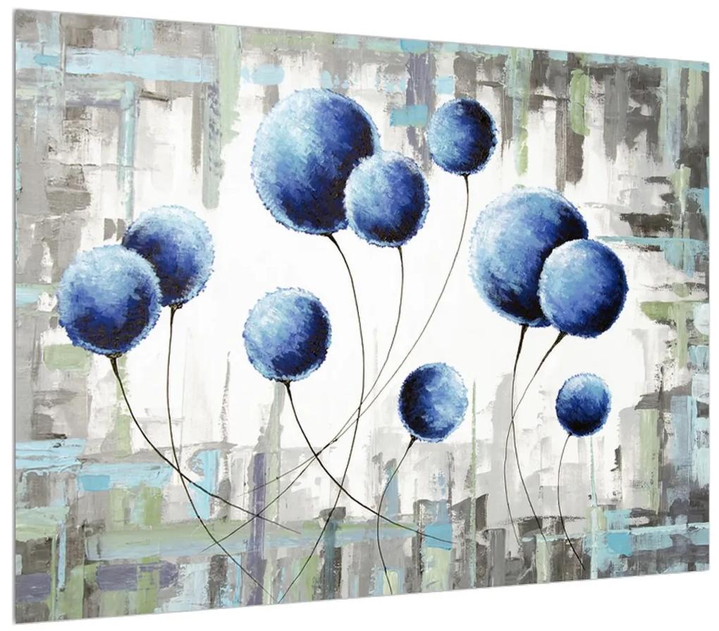 Abstraktný obraz - modré balóniky (70x50 cm)