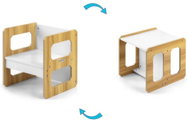 Detský stôl Stella 3v1 naturálny so stoličkou