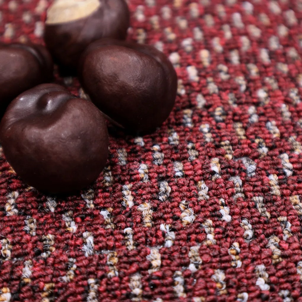 Timzo, Metrážny koberec Rubin 2159 red, na mieru, šíře 4m, červená, ab (mriežka), chodba / predsieň