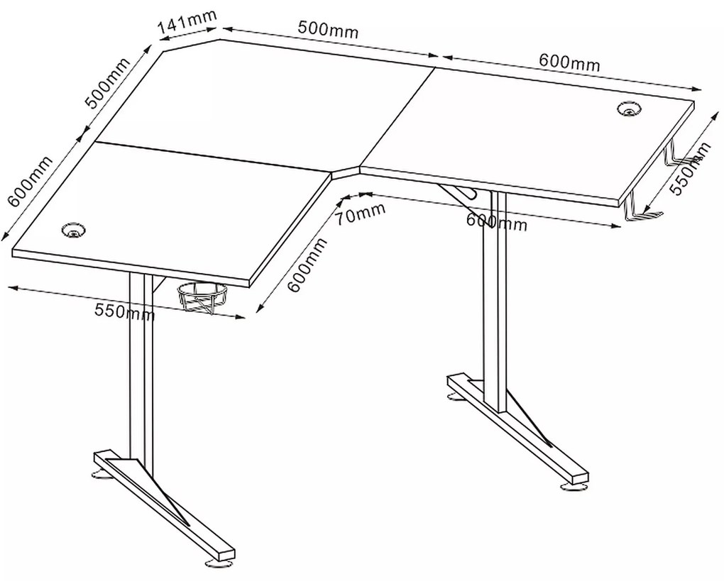 Rohový písací stôl APPEAL 120 cm čierny