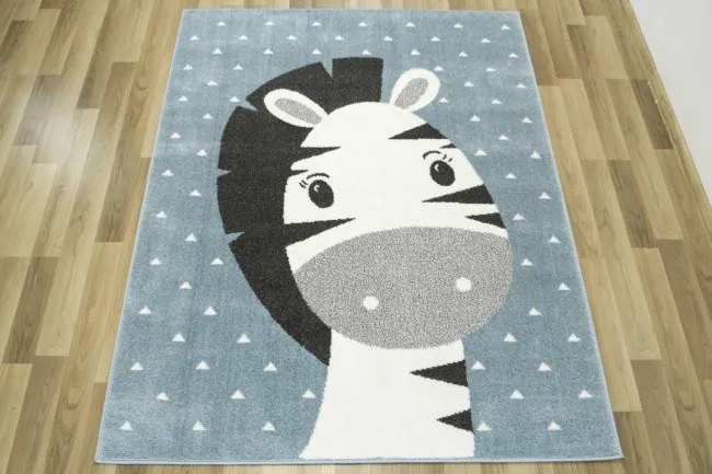 Detský koberec Lima C885A Zebra modrý / krémový