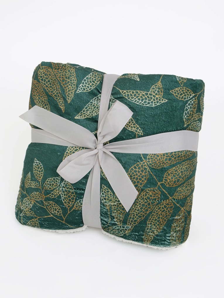 Baránková deka mikroplyš Digital 150 × 200 cm – Gabriela tmavo zelená