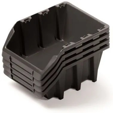 Sada 4 úložných boxov po 29,5 × 19,8 × 13,3 cm, čierna