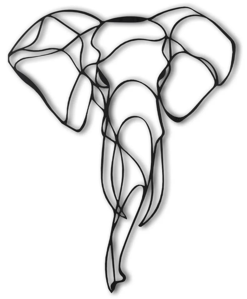 Nástenná kovová dekorácia SLON III čierna