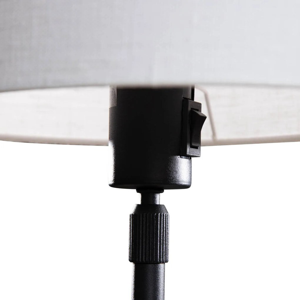 Stolová lampa čierna s oválnym ľanovým tienidlom bielym 35 cm - Parte