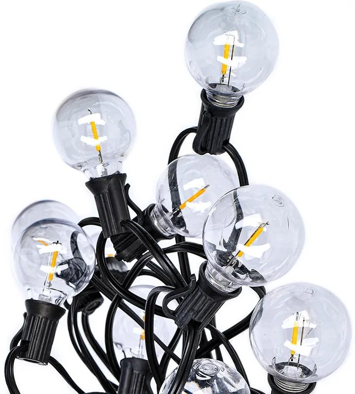 SOLIGHT LED vonkajšia reťaz s žiarovkami, 25 žiaroviek, 15m +5m, 20W, teplá biela