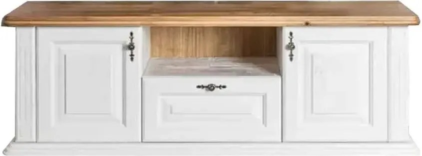 Biela skrinka pod tv - stolik biely, masív dub 180x47x54 cm