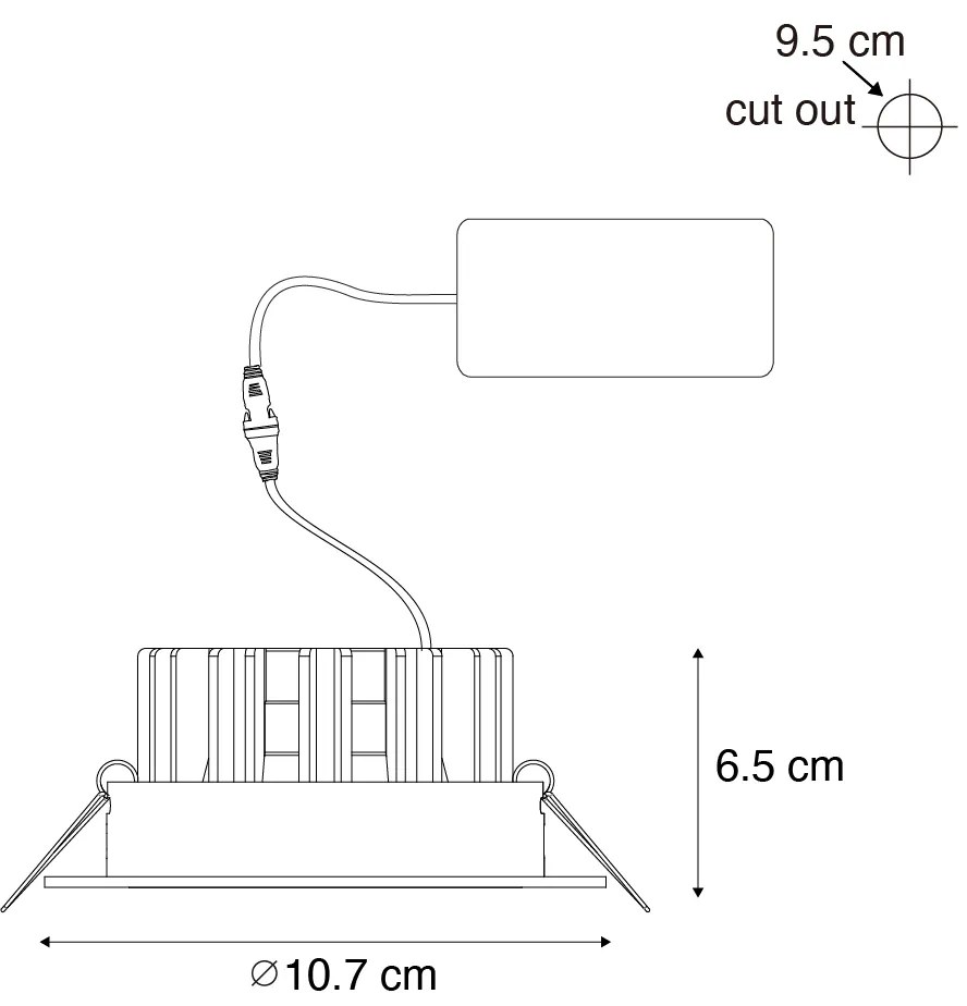 Sada 6 zapustených bodových svetiel biela 9,5 cm vrátane LED 1300 lm stmievateľné IP65 - Gaius