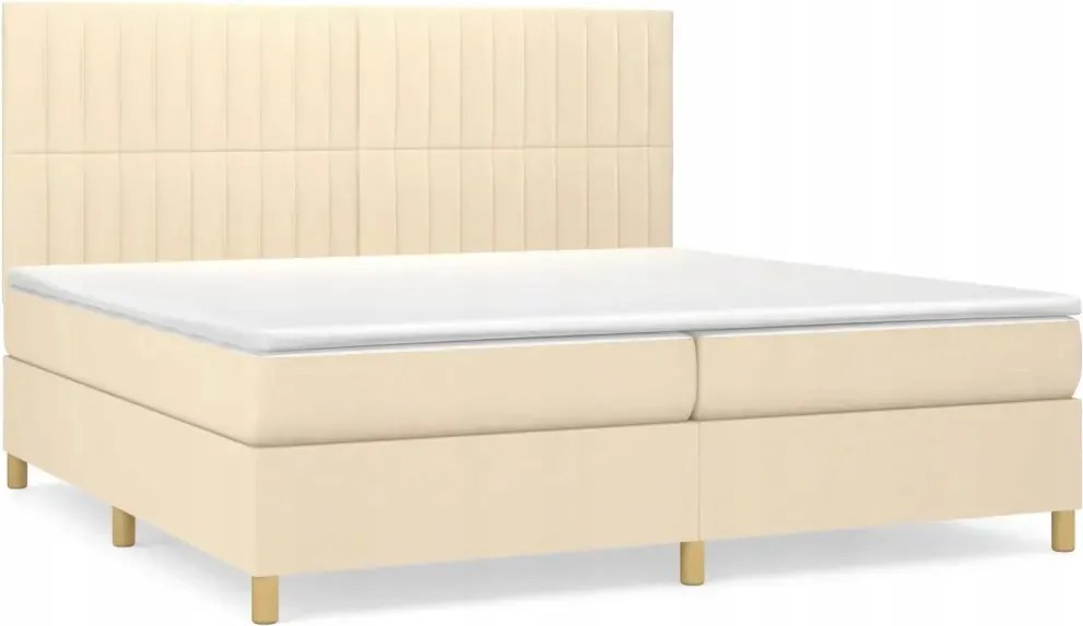 vidaXL Kontinentálna posteľ s matracom, krémová, tkanina, 200 x 200 cm