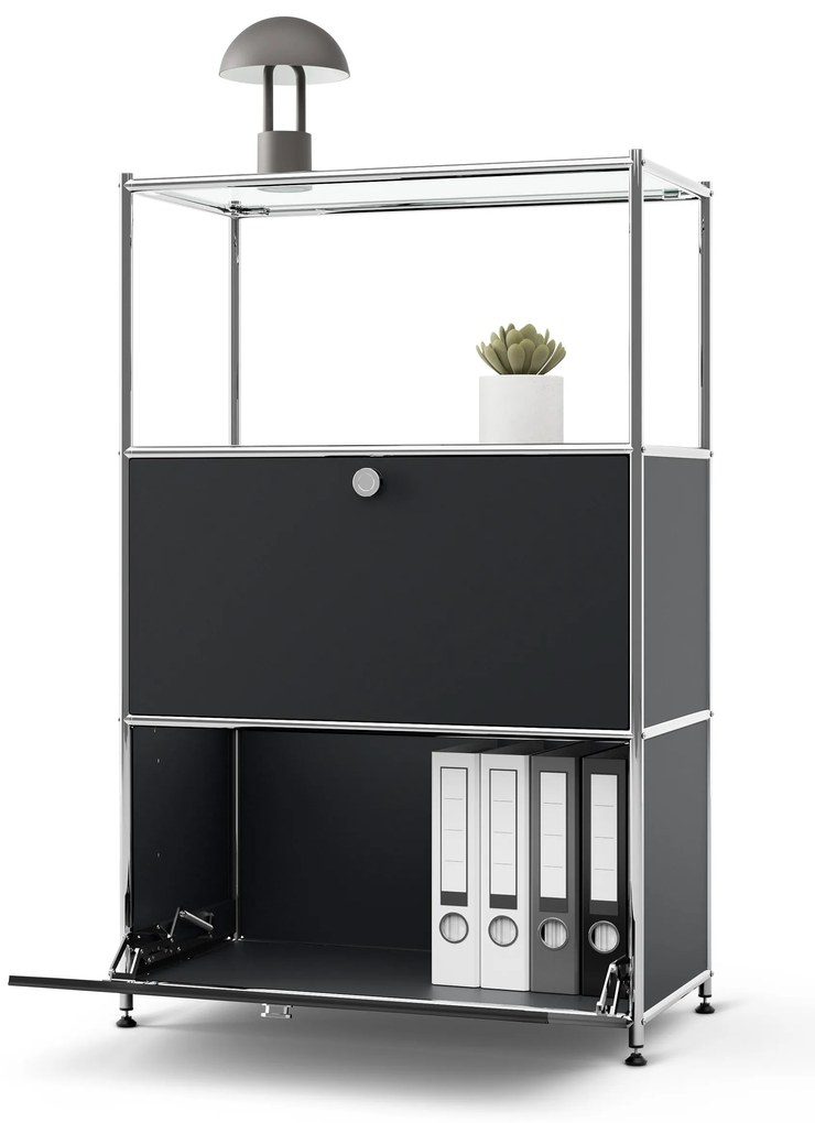 Kovová komoda »CN3« s 2 výklopnými priehradkami, čierna