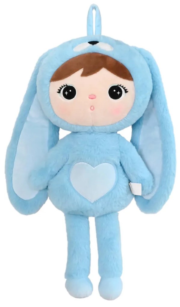 Bábika modrý zajac 50cm personalizácia: Nápis šedý