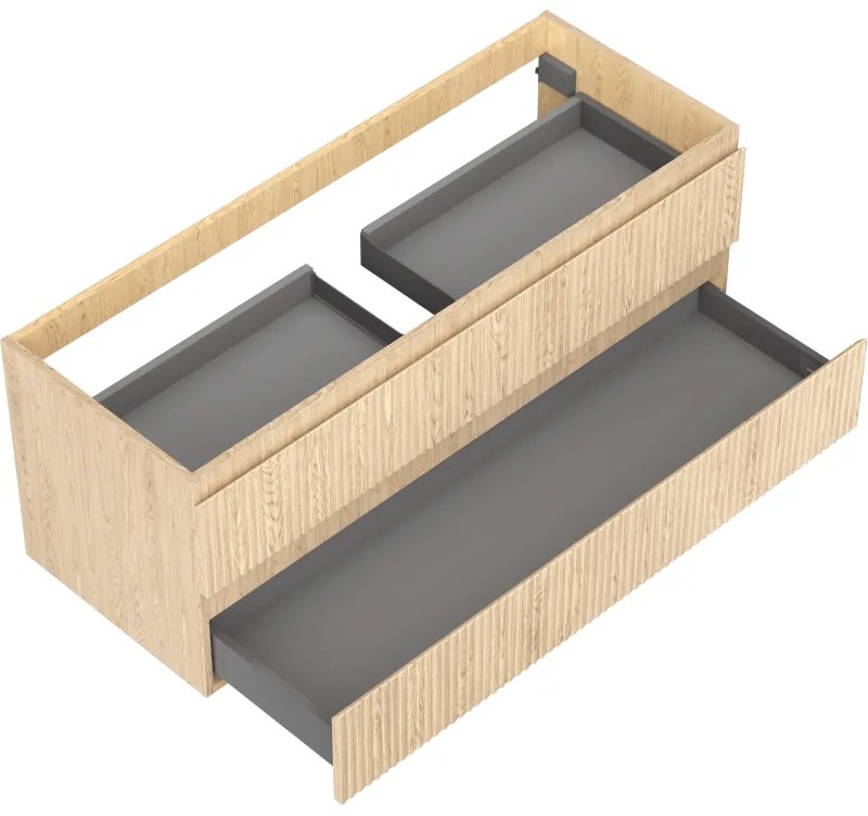 Mexen Rivel, kúpeľňová skrinka 120 cm, 2 zásuvky, drážkovaná, dub, 91A20-12047-2-BFF81