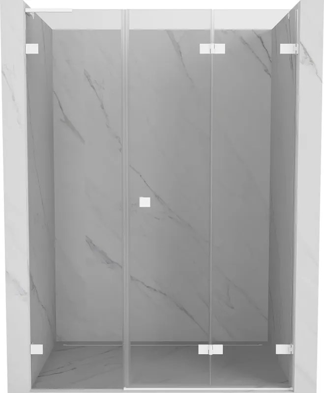 Mexen Lunar-F, L pravé sklápacie sprchové dvere 120 cm, 8mm číre sklo, biely profil, 836SL-120-050-20-00-P