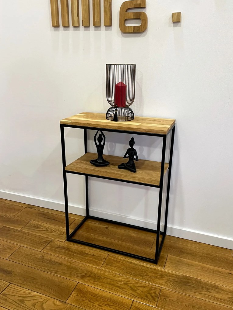 Dekorstudio Konzola LOFT dubová 60x80x30cm dvojpolicová