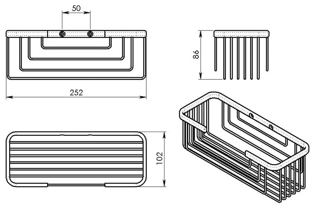 GEDY 2419-14 Smart polica, 25,2 x 8,6 x 10,2 cm, čierna mat