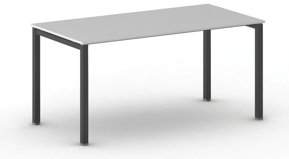 Rokovací kancelársky stôl PRIMO SQUARE, 160x80 cm, čierna podnož, sivá