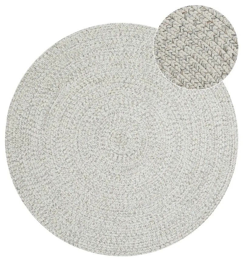 Biely/béžový okrúhly vonkajší koberec ø 150 cm - NORTHRUGS