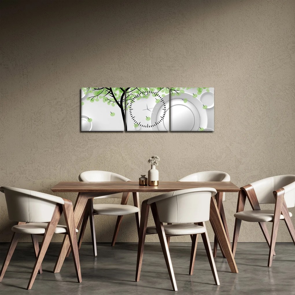 Obraz umelecké abstrakcie (s hodinami) (90x30 cm)