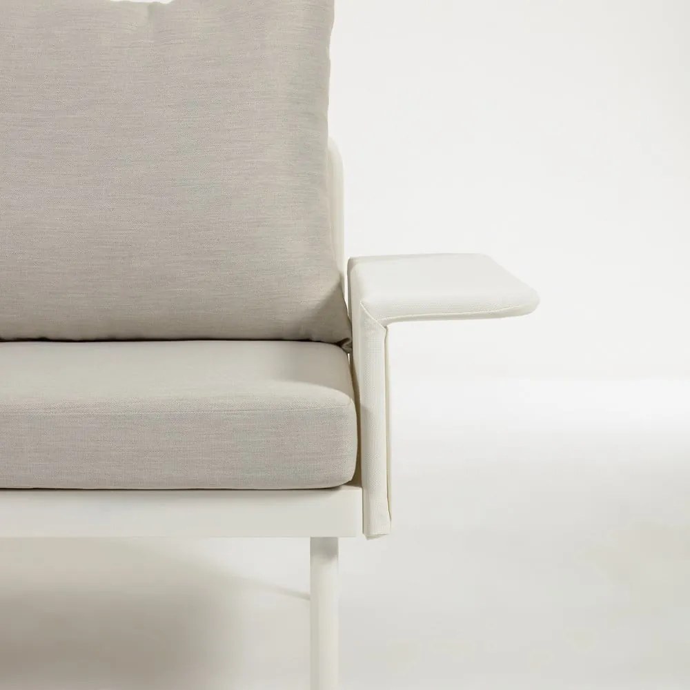 Biela hliníková záhradná rohová pohovka so stolíkom Kave Home Zaltana