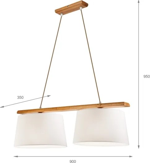 Luster na lanku AIDA, 2xE27/60W/230V, priemer 35 cm, dub