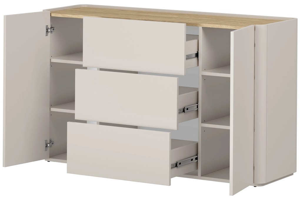 Komoda so zásuvkami Elivo 150 cm - kašmír / olejovaný dub