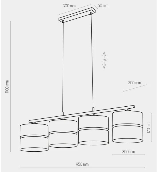 Luster na lanku HILTON 4xE27/15W/230V mosadz/čierna