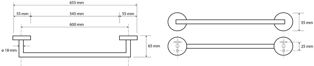 Sapho, X-ROUND BLACK držiak uterákov, čierna, XR404B