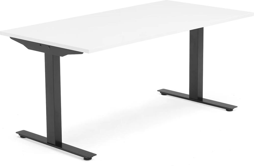 Kancelársky pracovný stôl Modulus, T-rám, 1600x800 mm, biela/čierna