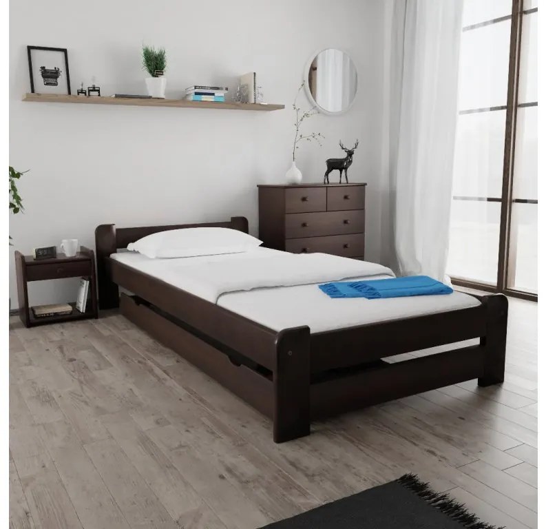 Posteľ Emily 80 x 200 cm, orech Rošt: S lamelovým roštom, Matrac: Matrac COCO MAXI 19 cm