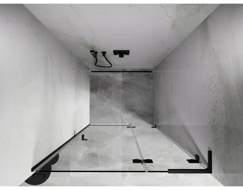 Mexen, Mexen Lunar L pravé otočné sprchové dvere 125 cm, transparentné, čierne - 834L-125-000-70-00-P