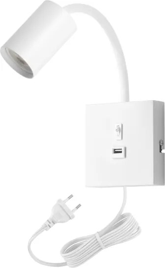 Immax 08296L - Nástenné svietidlo s USB PUNTO 1xGU10/9W/230V biele