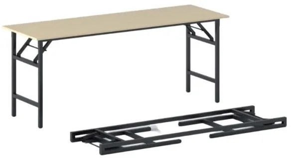Konferenčný stôl FAST READY s čiernou podnožou 1700 x 500 x 750 mm, breza