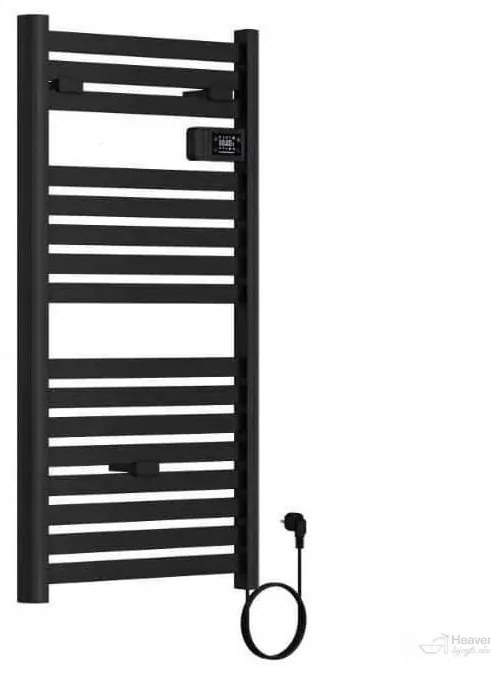 Erga Pago, elektrické vykurovacie teleso 960x540 mm s digitálnym termostatom, 500W, čierna matná, ERG-LAV-GRZE-E-ALU-960540-BK