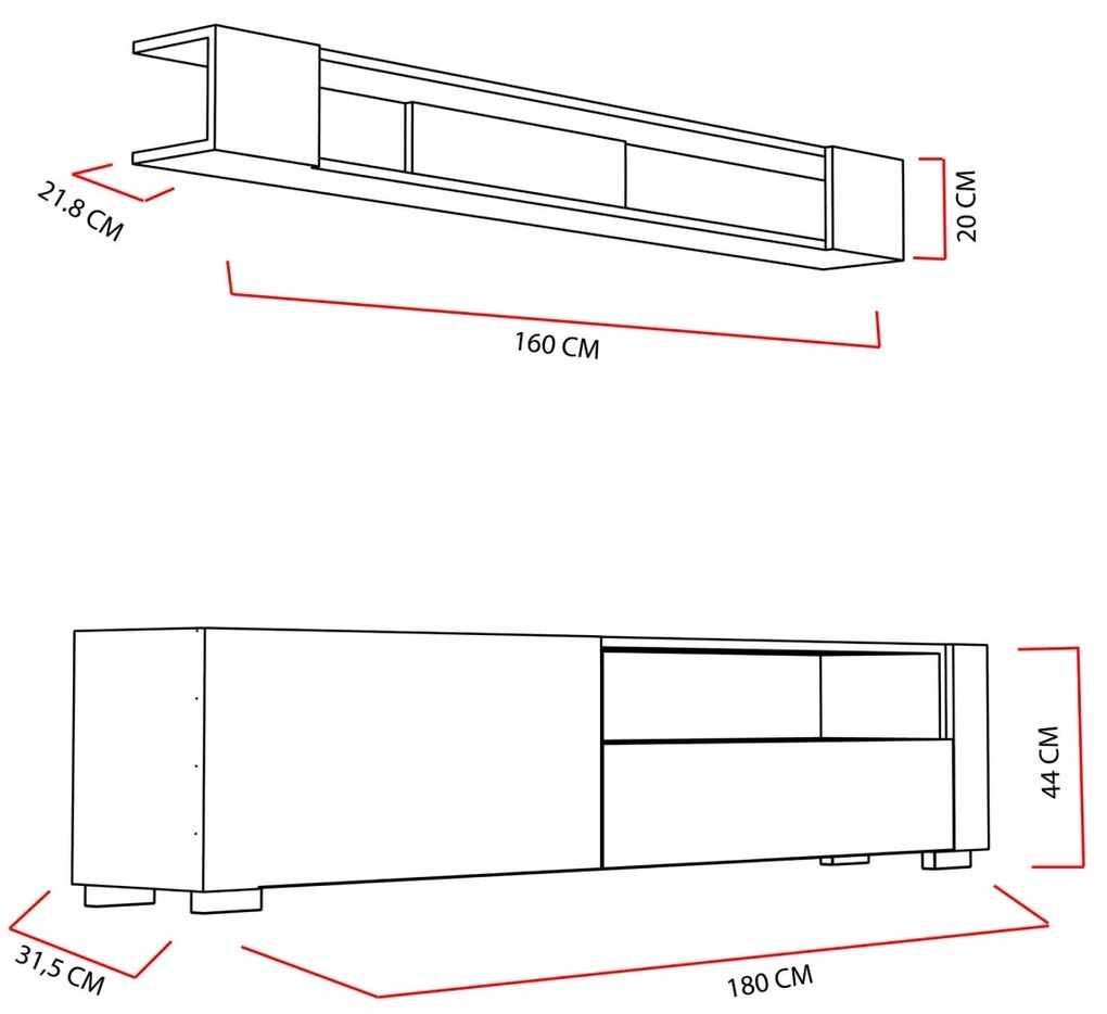 Obývacia stena Arya 180 cm biela/hnedá
