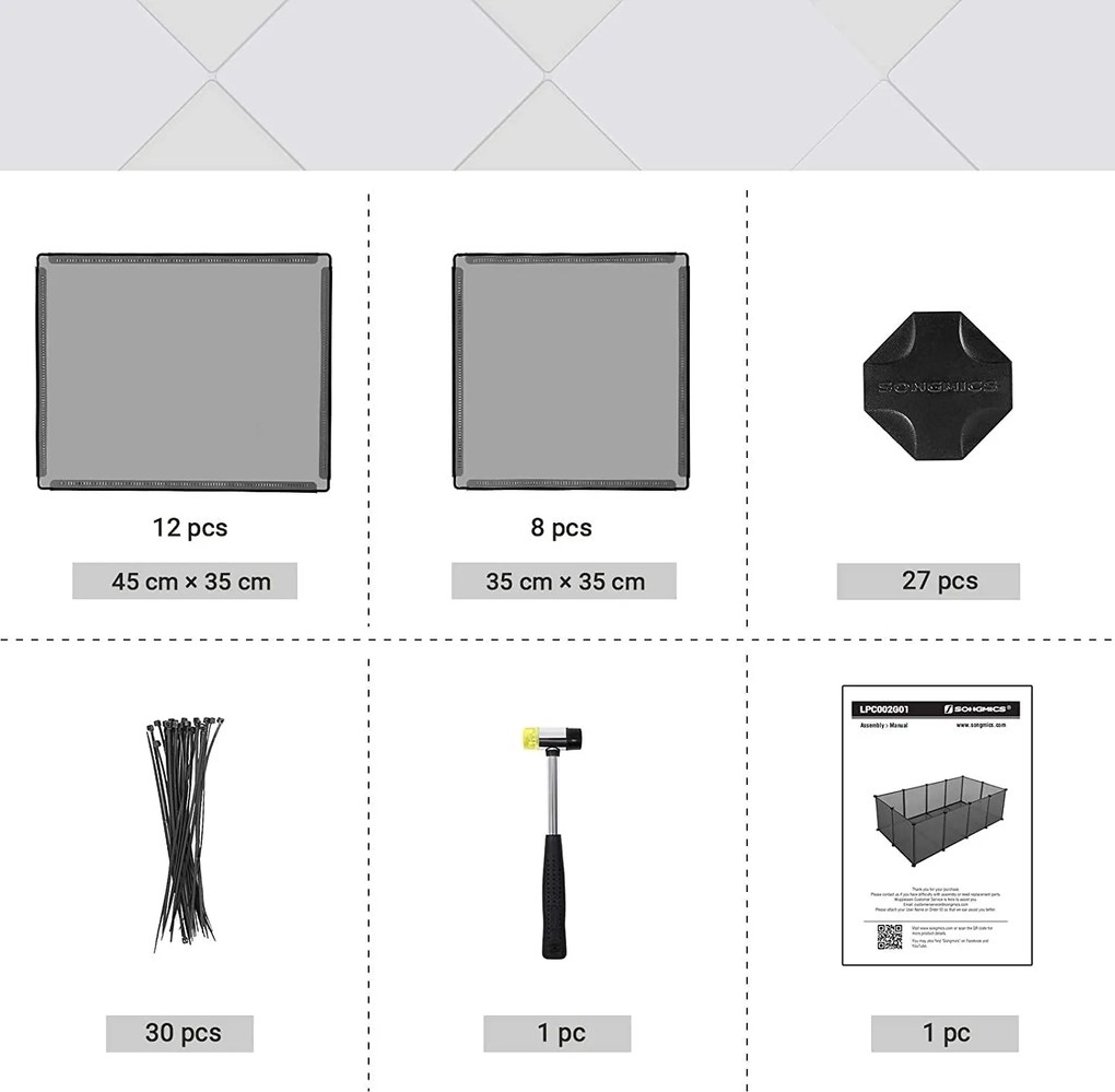 Ohrádka pre malé domáce zvieratá, 20 panelov, šedá