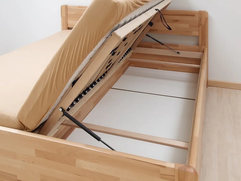 BMB SOFI PLUS - masívna buková posteľ s úložným priestorom 140 x 200 cm, buk masív