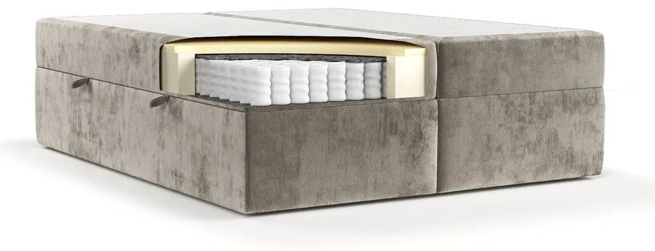 Svetlohnedá boxspring posteľ s úložným priestorom 200x200 cm Yoko – Maison de Rêve