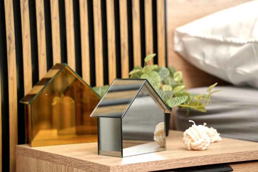 LED skleněný domeček ELITE, šedý - více velikostí Veľkosť: S