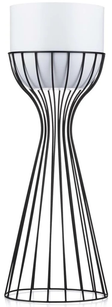 KOVOVÝ KVETINÁČ SO STOJANOM GLAM 56X20 CM BIELA/ČIERNA