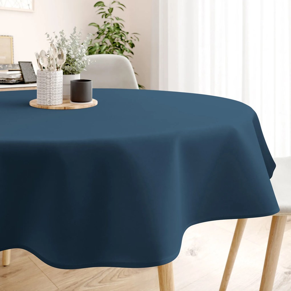 Goldea okrúhly obrus 100% bavlnené plátno - námornícky modrý Ø 120 cm