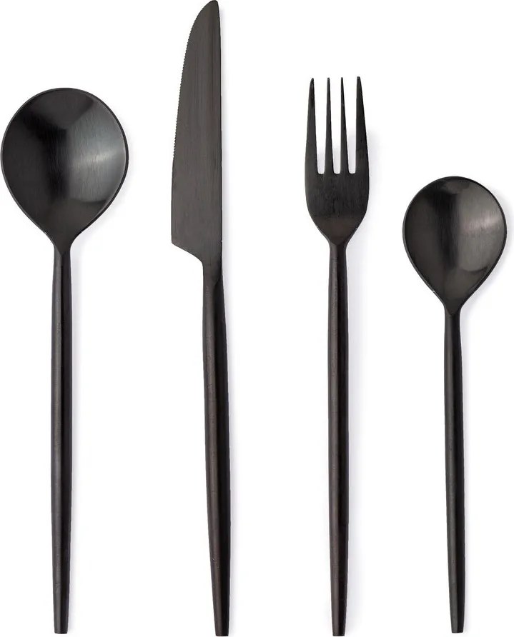 Čierny antikoro príbor 16 ks pre 4 osoby Bronte – Bizzotto